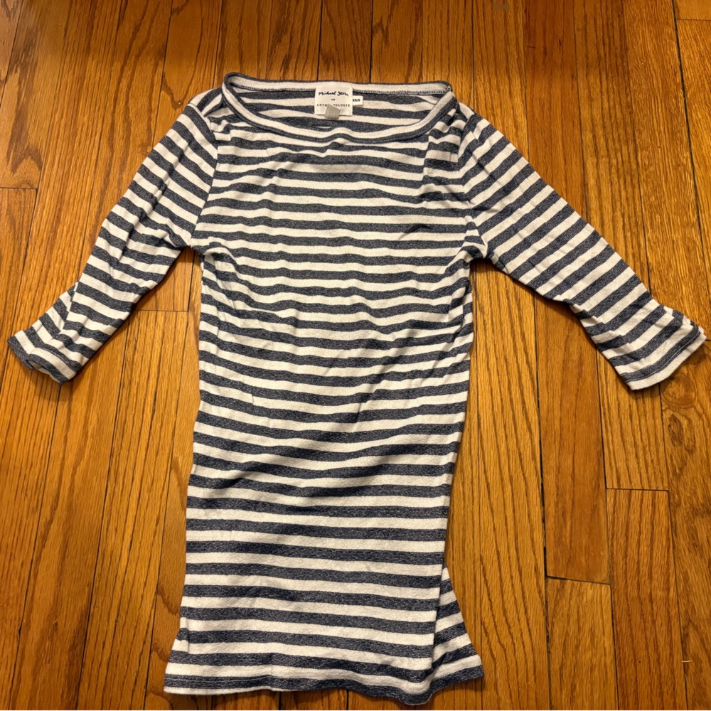 Michael Stars Navy and White Striped Shirt